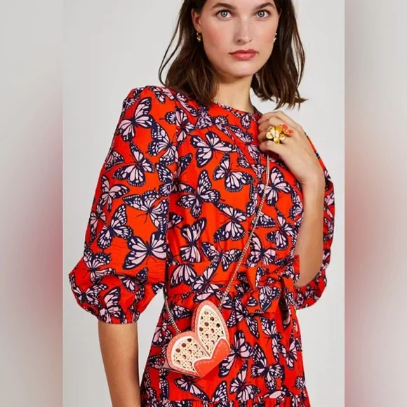 Kate Spade NWT Wing It Wicker Butterfly Coin Purse On A Chain - Picture 3 of 11